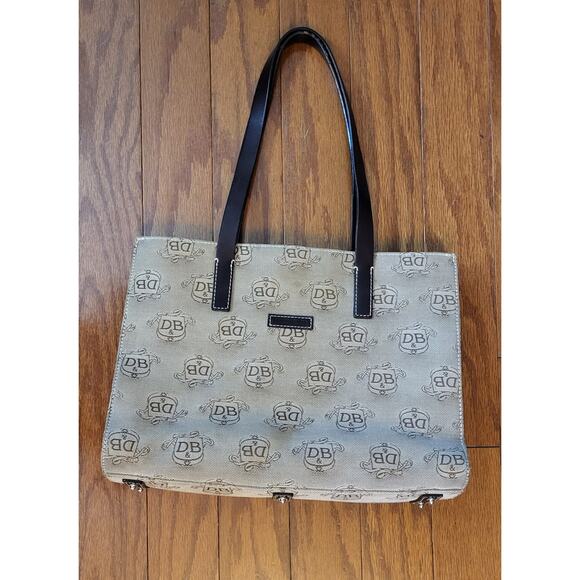 Dooney & Bourke Women's Large Tote Bag Monogram Tan Brown Vintage - Picture 5 of 16